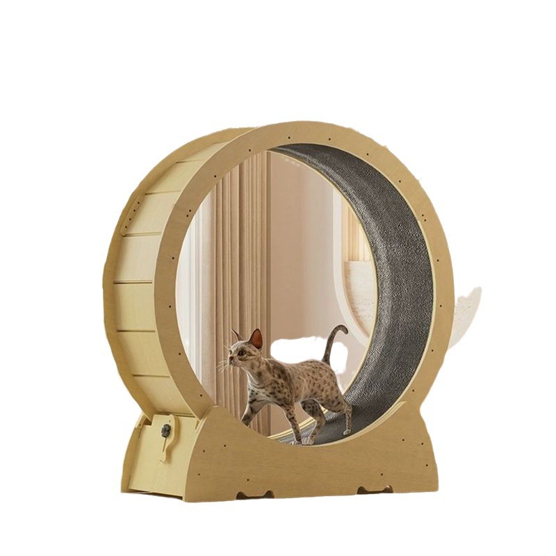 Silent and Safety Cat Treadmill Solid Wood Exercise Fitness Runner Wheel