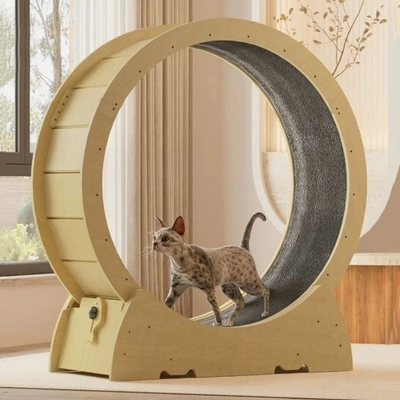 Silent and Safety Cat Treadmill Solid Wood Exercise Fitness Runner Wheel 02