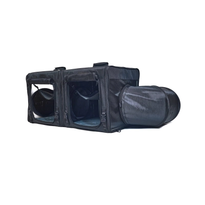 Double Cat Dog Travel Tunnel Bag Black 01