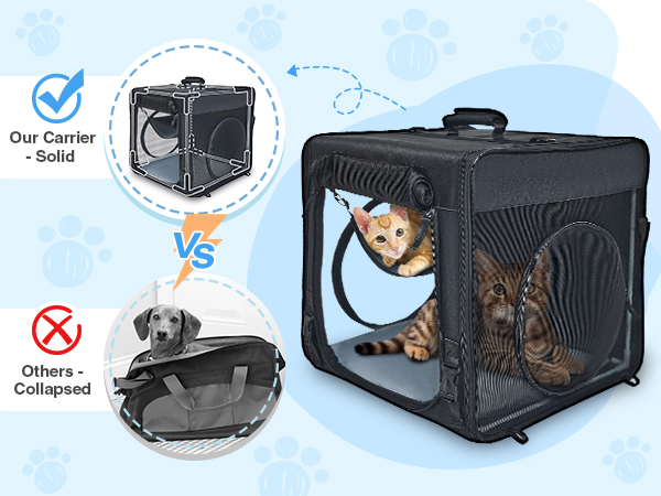 Double Cat Dog Expandable Travel Tunnel Bag Black