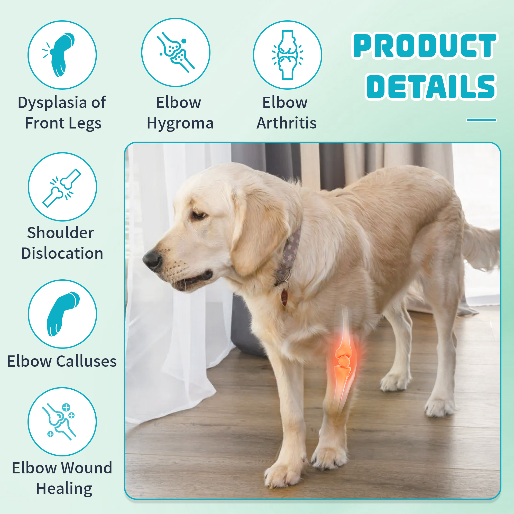 Dog Splint Front Leg Elbow Brace Compression Sleeve for Arthritis