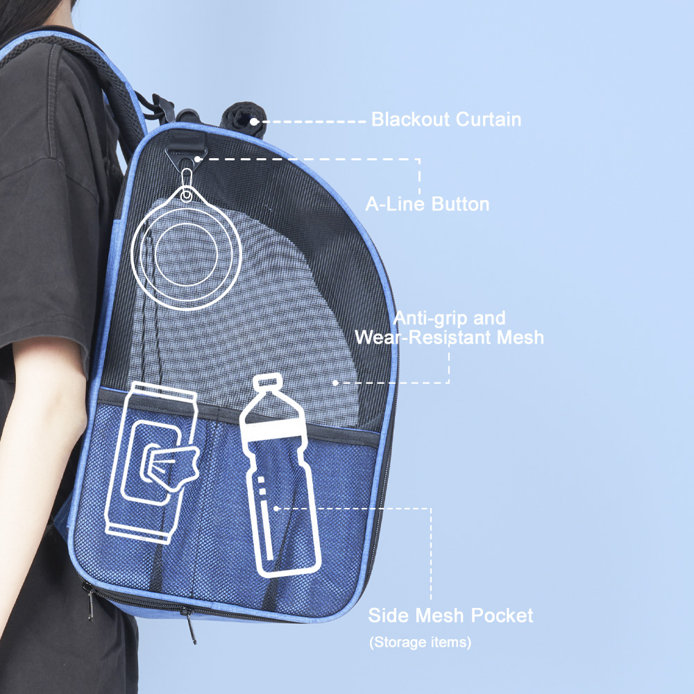 blue small puppy backpack