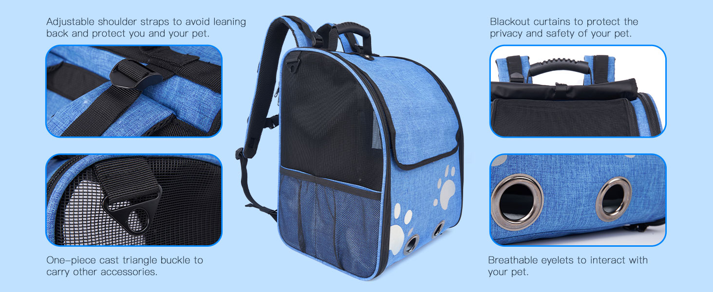 Ergonomic Lightweight Pet Travel Carrier Backpack Bag