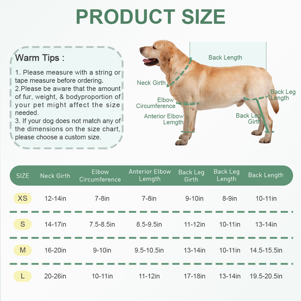 Basics Anti-Lick All-4 Dog Leg Support Braces Suit with Reflective Safety Dot