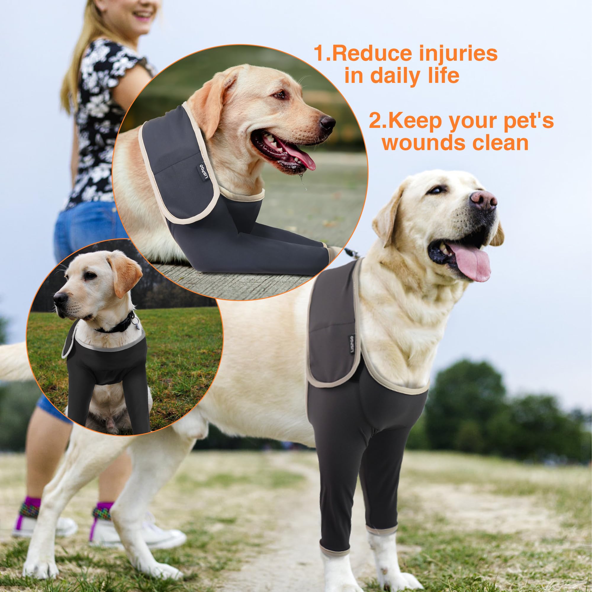 Solid-Color Anti-Lick Dog Elbow Recovery Suit Brace for Dysplasia