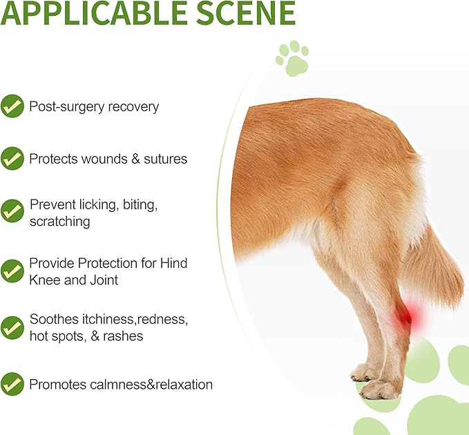 Anti-Lick Dog Double Knee Brace for Dogs Back Leg with Reflective Safety Dot