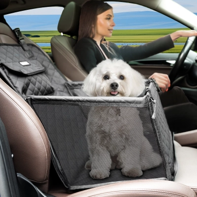 Durable Cat Dog Car Carrier Seat for Car Travel 01
