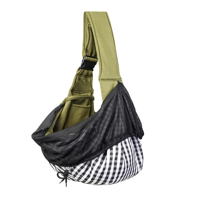 Wholesale Adjustable Pet Dog Cat Carrier Belt with Phone Bag Fashion Ergonomic Breathable Mesh Polyester Pet Sling Carrier 02