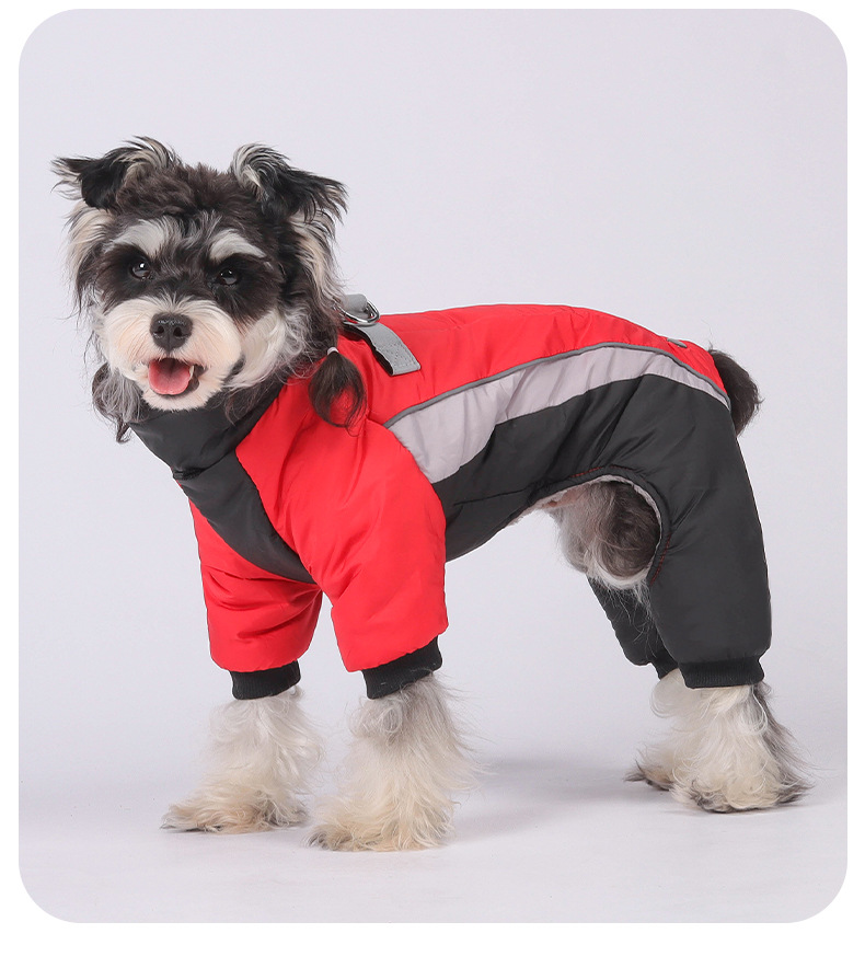 Wholesale Autumn Winter Warm Fleece Dog Coat Windproof Reflective Four Legged Pet Jacket Outdoor Sportswear Customization