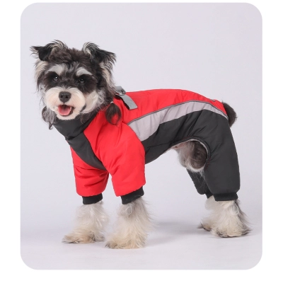Wholesale Autumn Winter Warm Fleece Dog Coat Windproof Reflective Four Legged Pet Jacket Outdoor Sportswear Customization 02