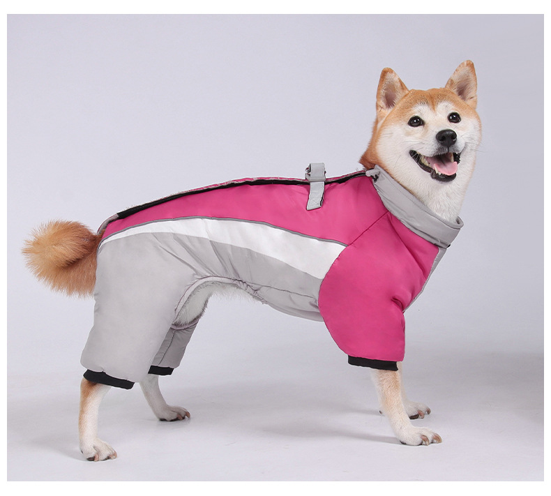 Wholesale Autumn Winter Warm Fleece Dog Coat Windproof Reflective Four Legged Pet Jacket Outdoor Sportswear Customization