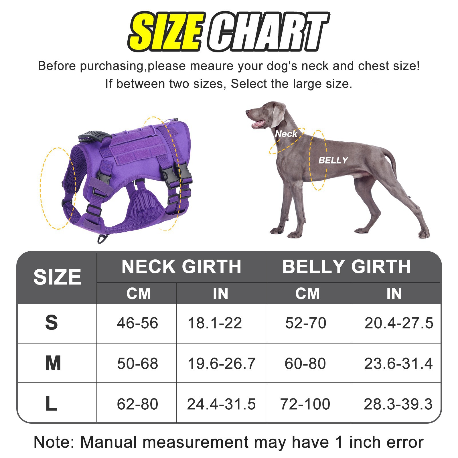 Heavy Duty No Pull Large Dog Tactical Chest Harness with Handle Adjustable Reflective Nylon Vest for Training