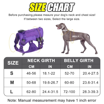 Heavy Duty No Pull Large Dog Tactical Chest Harness with Handle Adjustable Reflective Nylon Vest for Training 02