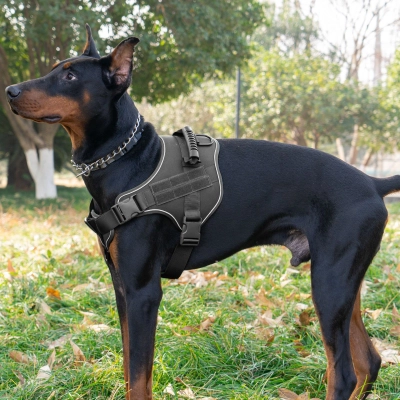 Large Size Nylon Dog Harness Adjustable Tactical Vest with Reflective Feature Walking Hiking Training Outdoor 02