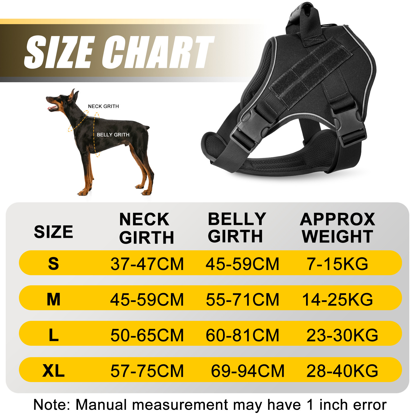 Large Size Nylon Dog Harness Adjustable Tactical Vest with Reflective Feature Walking Hiking Training Outdoor