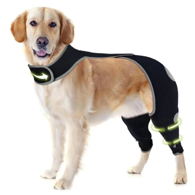 Anti-Lick Dog Double Knee Brace for Dogs Back Leg with Reflective Safety Dot 01