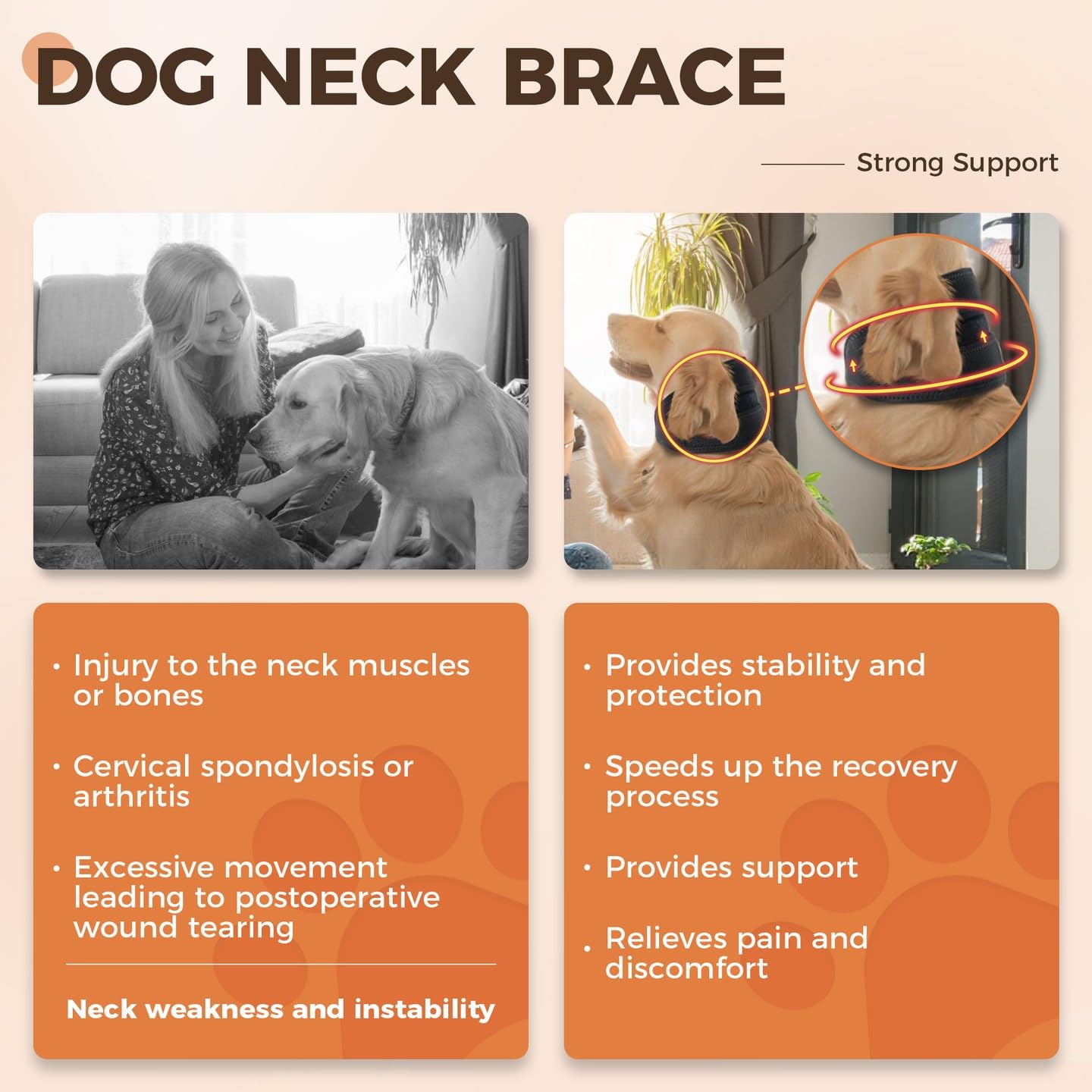 Dog Neck Brace with Support Strips