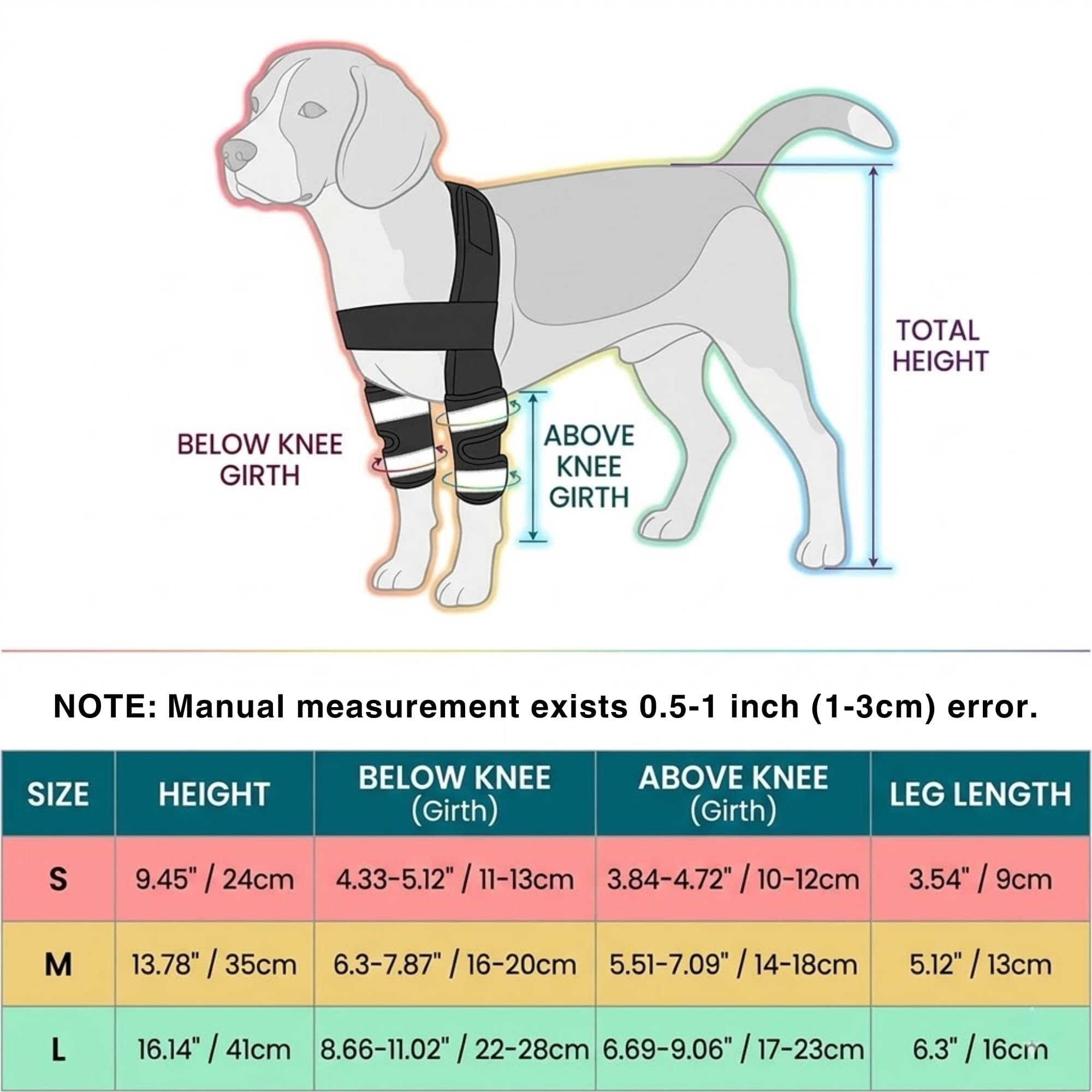 Adjustable Dog Elbow and Knee Support Brace for Front Legs with 4 Support Strips