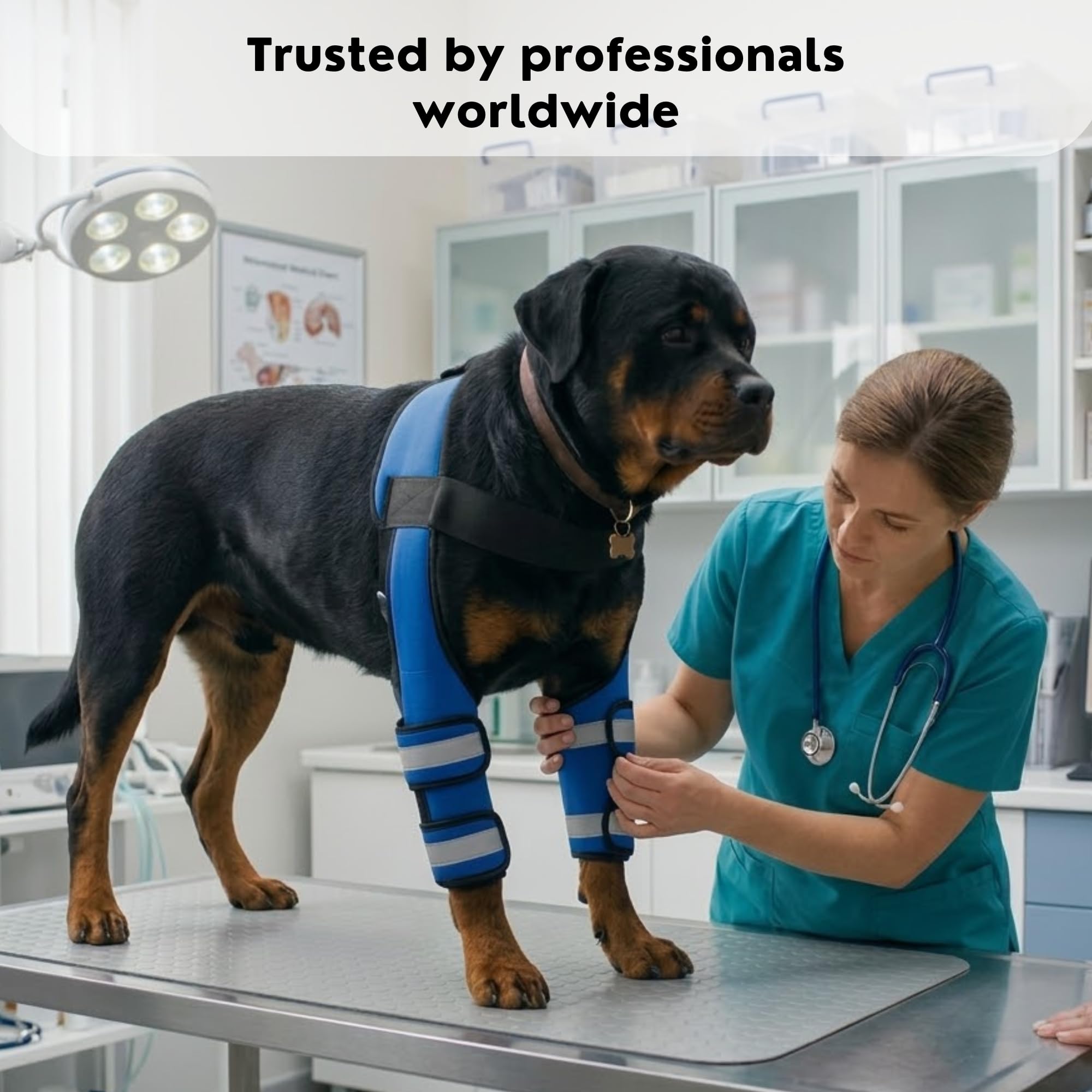Adjustable Dog Elbow and Knee Support Brace for Front Legs with 4 Support Strips