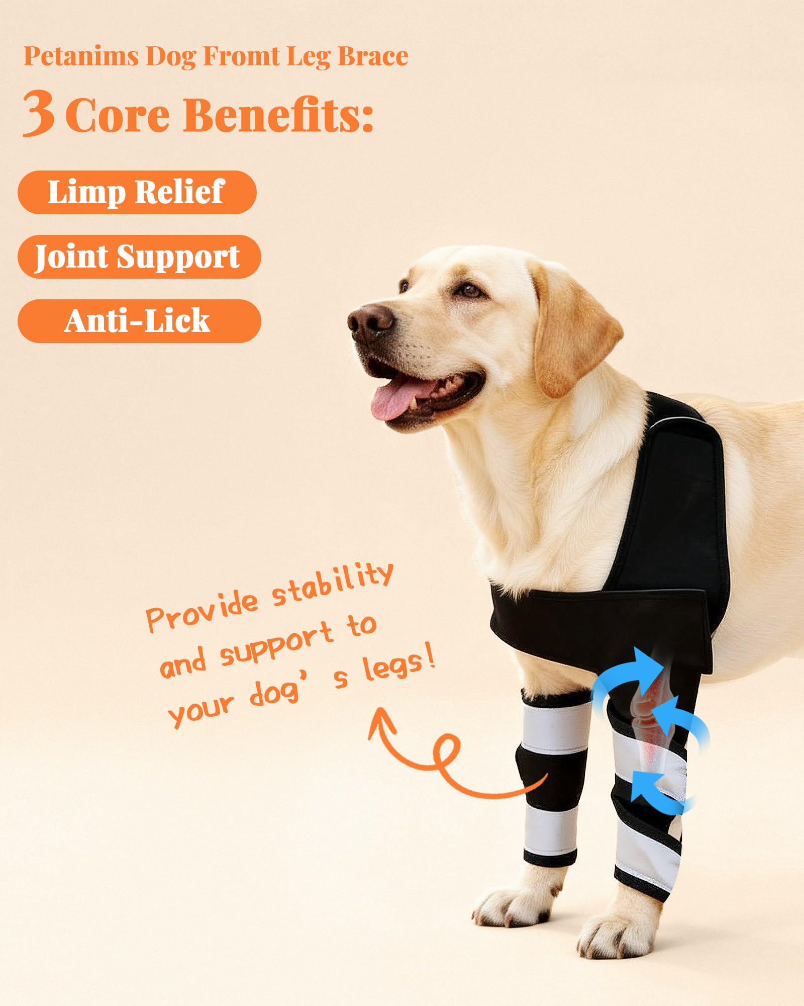 Reflective Dog Front Leg Brace for Knee Carpal Wrist Support