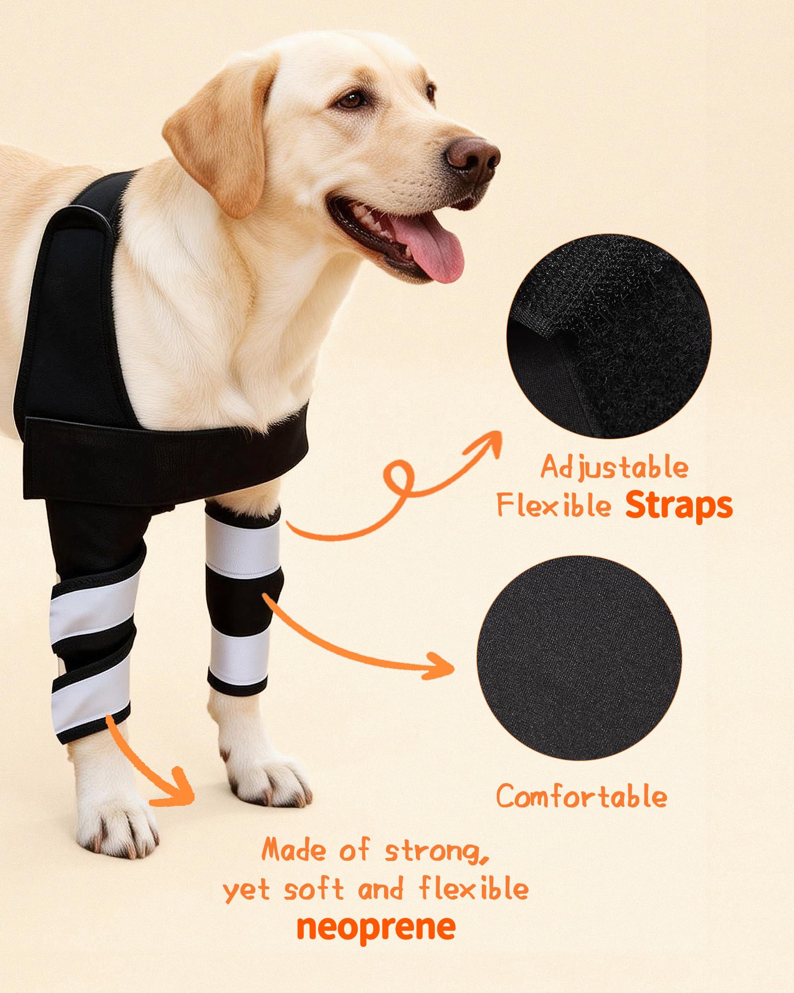 Reflective Dog Front Leg Brace for Knee Carpal Wrist Support