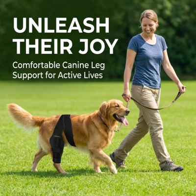 Dog Knee Brace for Back Leg Adjustable Rear Leg Support Wrap with Side Stabilizers 02