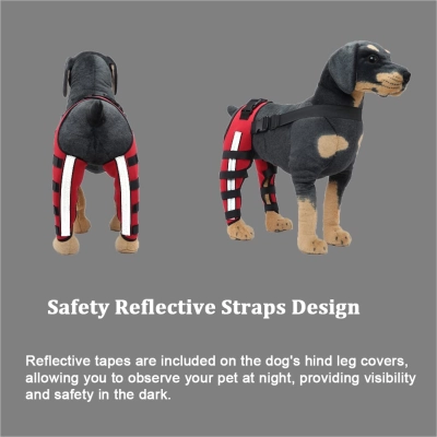 Dog Knee Brace Adjustable Dog Double Rear Leg Brace with Metal Support 02