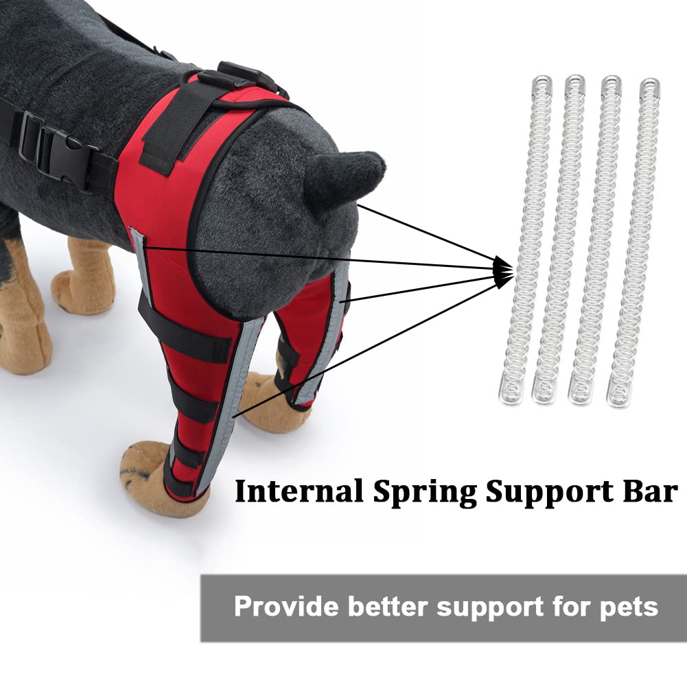 Dog Knee Brace Adjustable Dog Double Rear Leg Brace with Metal Support