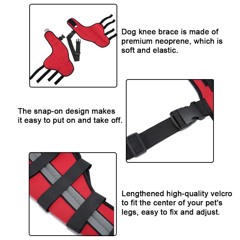 Dog Knee Brace Adjustable Dog Double Rear Leg Brace with Metal Support