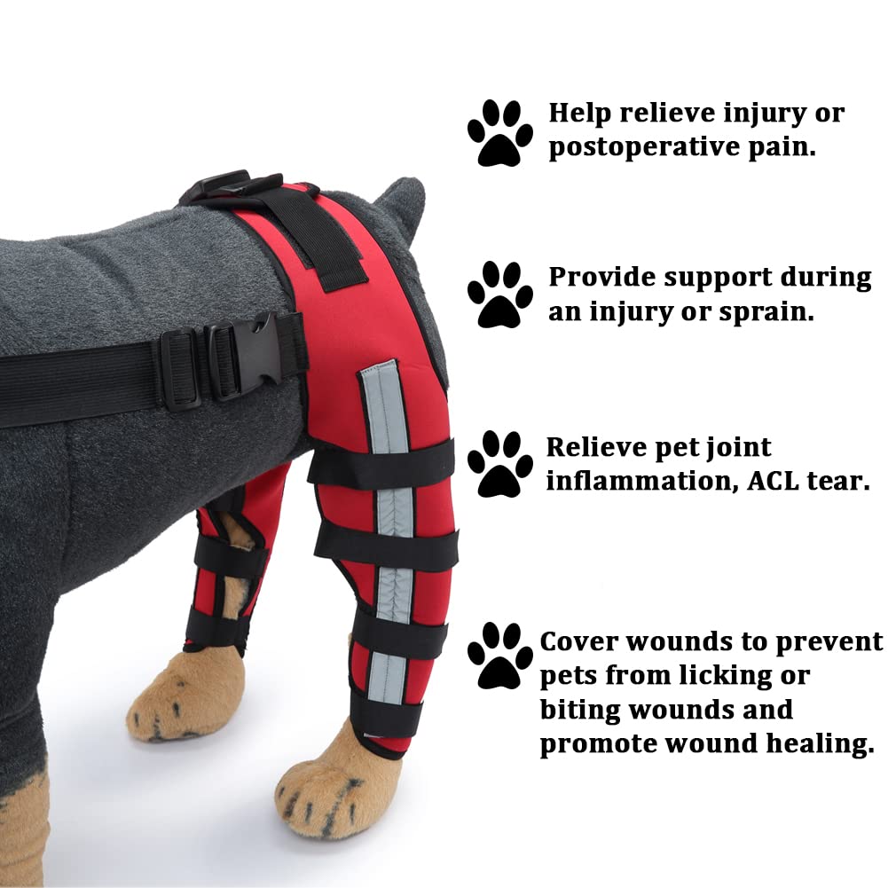 Dog Knee Brace Adjustable Dog Double Rear Leg Brace with Metal Support