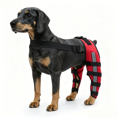 Dog Knee Brace Adjustable Dog Double Rear Leg Brace with Metal Support 01