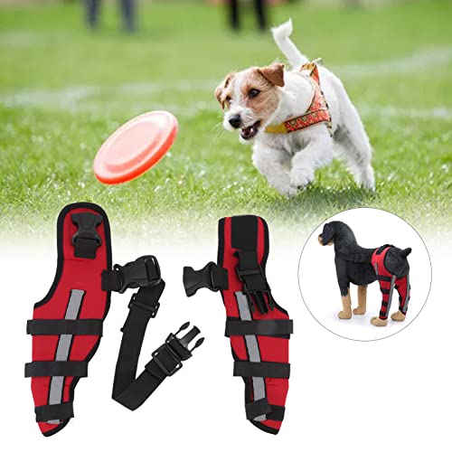 Red Reflective Dog Knee Brace Support for Hind Leg