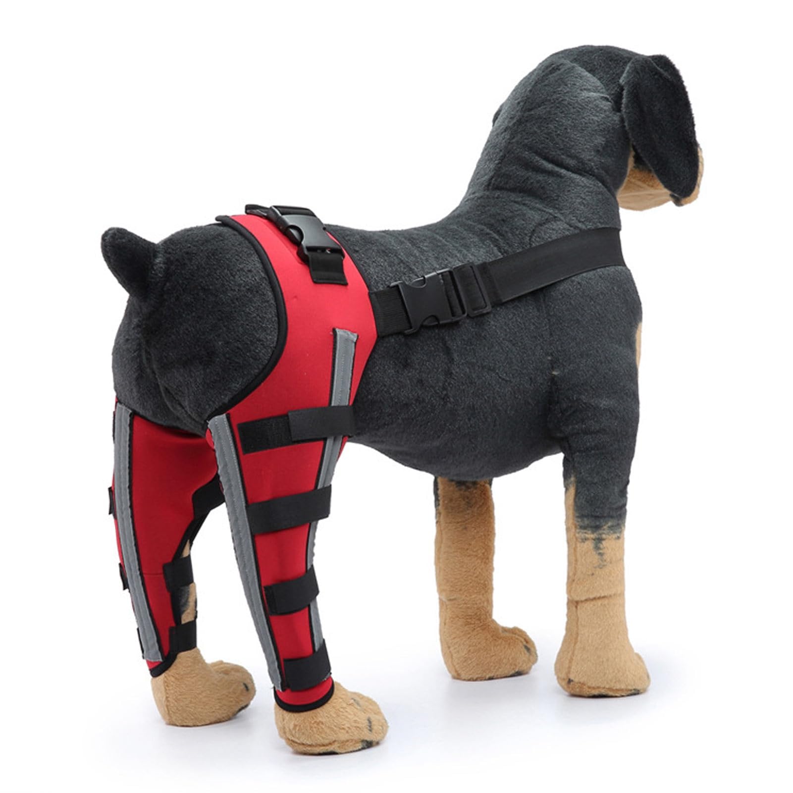 Red Reflective Dog Knee Brace Support for Hind Leg