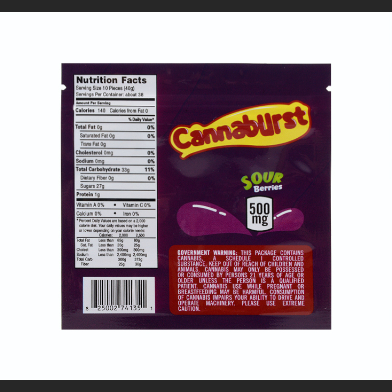 SOUR Berries 500mg Edibles Packaging