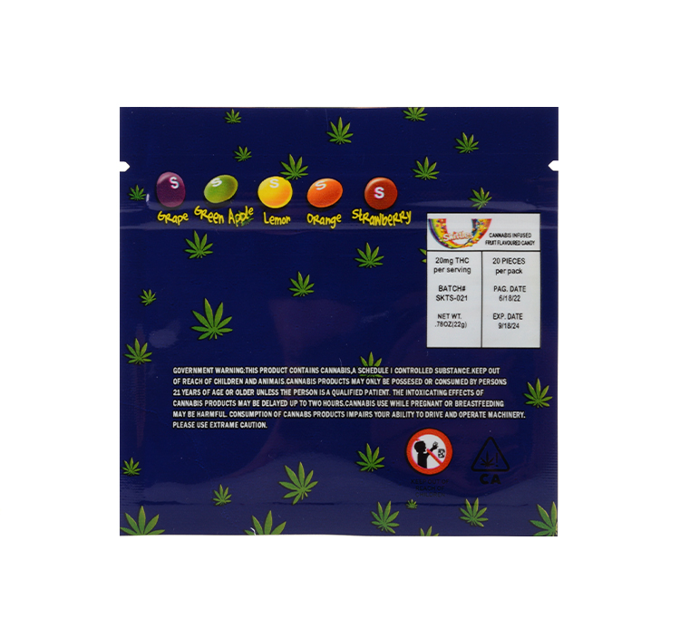 Skittles Edibles Packaging 400mg thc bags
