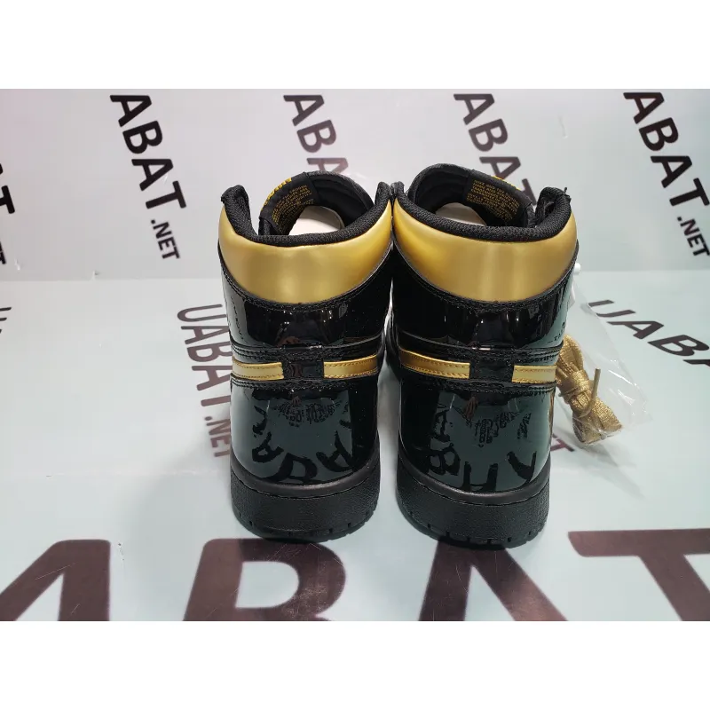 Uabat Jordan 1 Retro High Black Metallic Gold (2020),555088-032