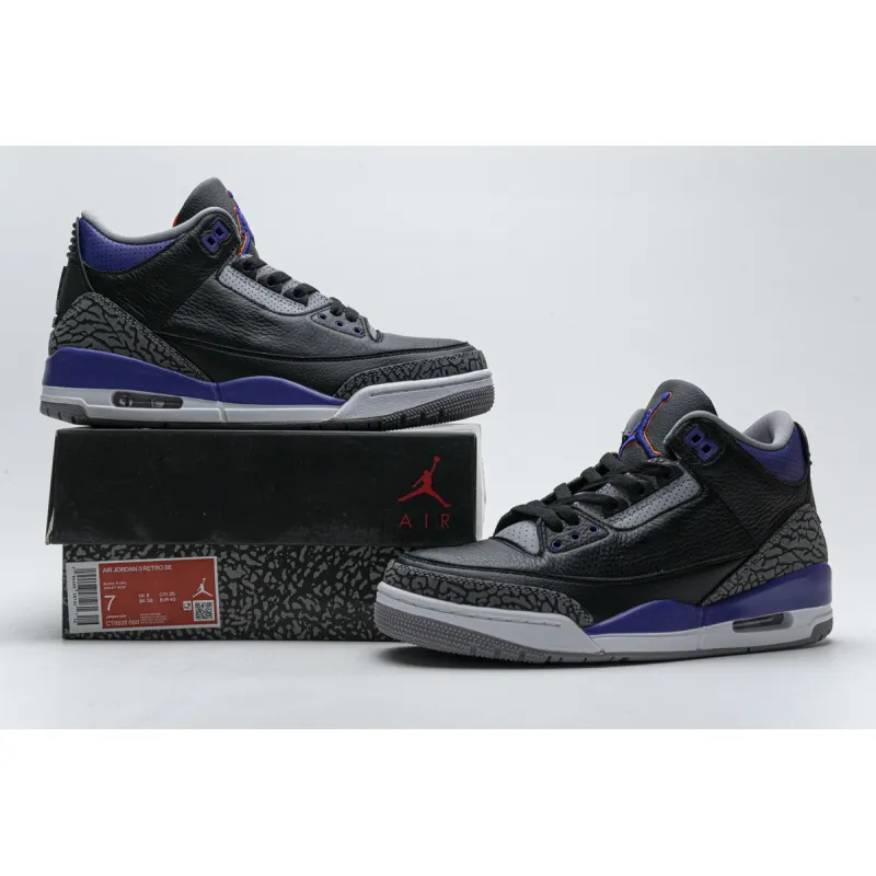 Uabat Jordan 3 Retro Black Court Purple,CT8532-050