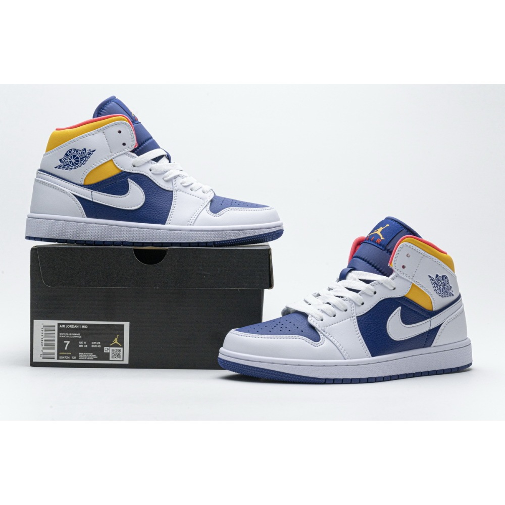 OG Air Jordan 1 Mid Royal Blue Laser Orange,554724-131