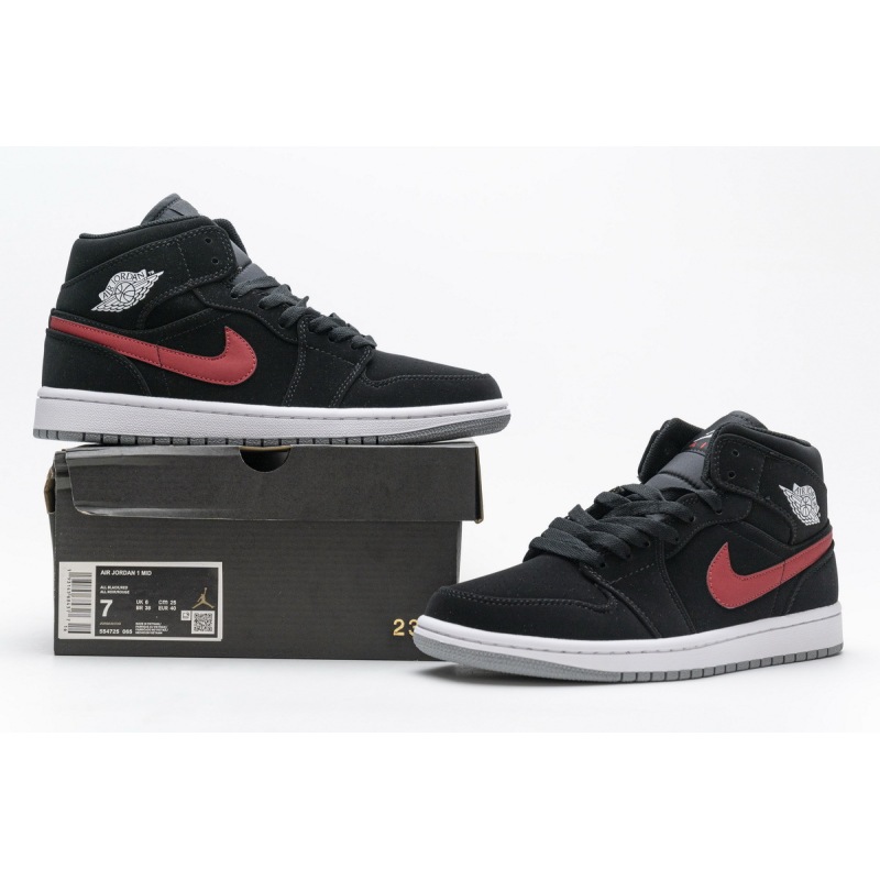OG Air Jordan 1 Mid Multi-Color Swoosh Black (GS), 554725-065