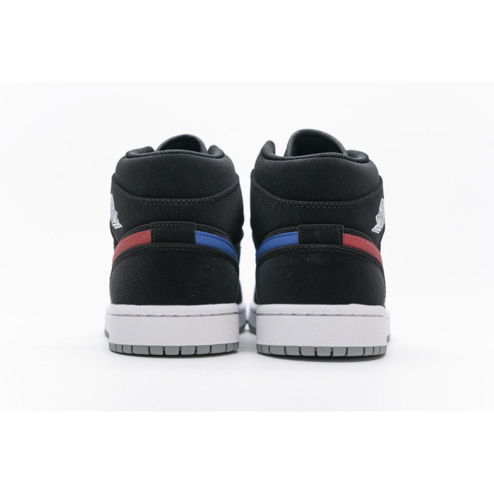 OG Air Jordan 1 Mid Multi-Color Swoosh Black (GS), 554725-065