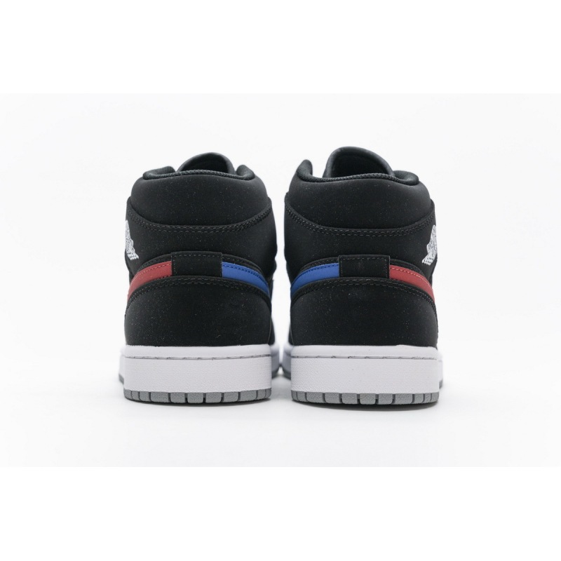 OG Air Jordan 1 Mid Multi-Color Swoosh Black (GS), 554725-065