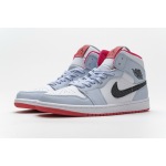 OG Air Jordan 1 Mid Half Blue Polka Dot Swoosh (GS),  555112-400