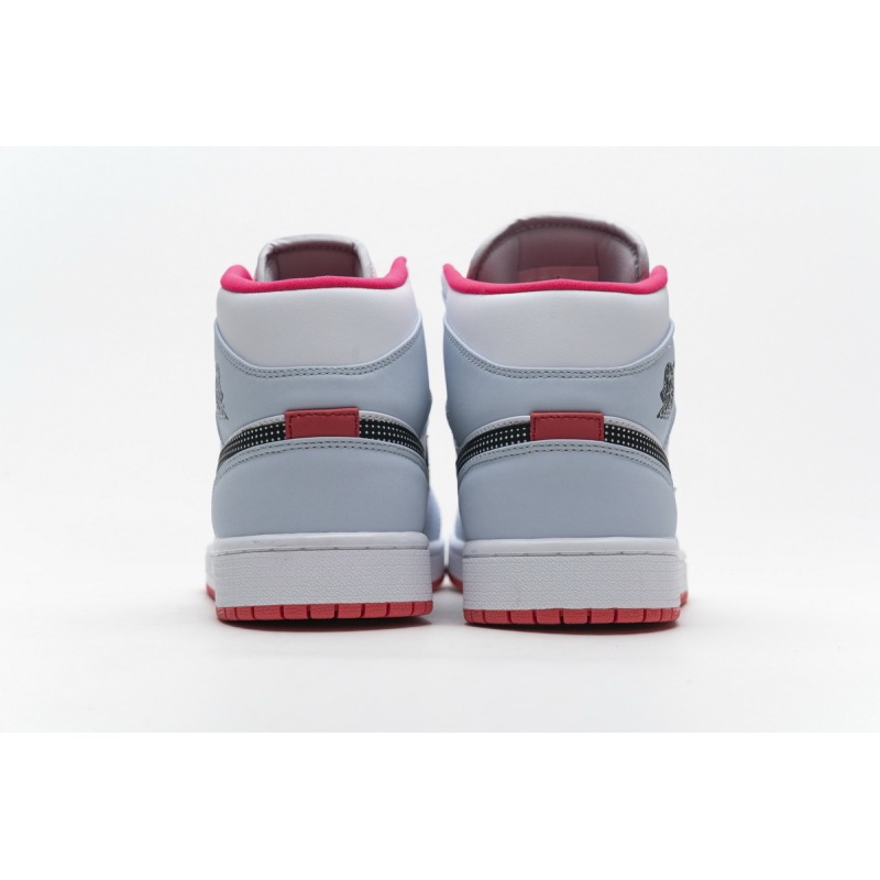 OG Air Jordan 1 Mid Half Blue Polka Dot Swoosh (GS),  555112-400