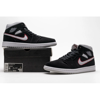 OG Air Jordan 1 Mid Black Particle Grey Gym Red, 554724-060 01
