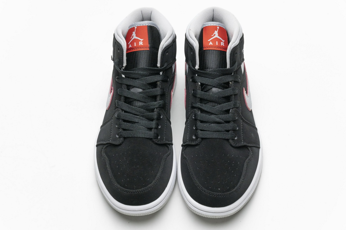 OG Air Jordan 1 Mid Black Particle Grey Gym Red, 554724-060