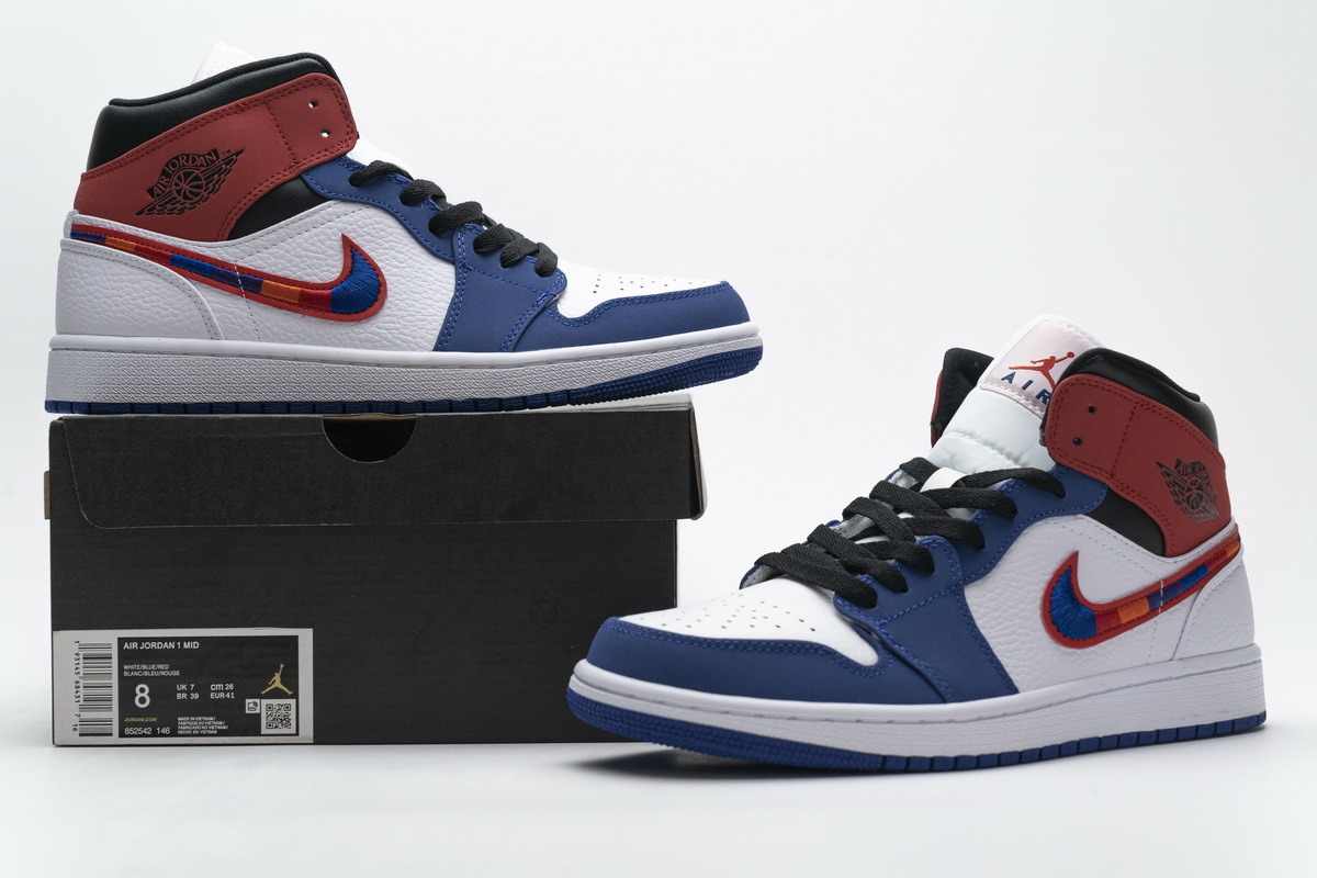 OG Air Jordan 1 Mid Multi-Color Swoosh,  852542-146