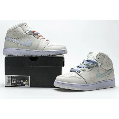 OG Air Jordan 1 Mid Multi-Color Swoosh Phantom (GS),  555112-035 01