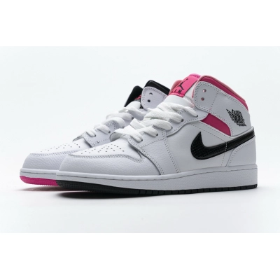 OG Air Jordan 1 Mid White Black Hyper Pink (GS), 555112-106 02
