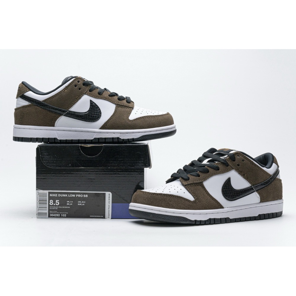 Uabat SB Dunk Low White Black Trail End Brown, 304292-102