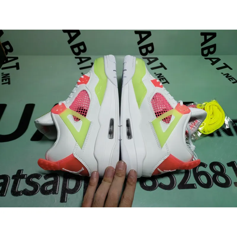 Uabat Jordan 4 Retro White Lemon Pink (GS) ,V7808-100